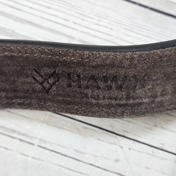 Mens Hawx Work Belt Leather Brown 1.5" Size 32 - Picture 3 of 5